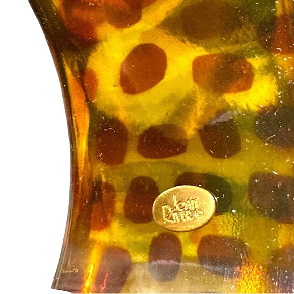 Vtg Signed Joan Rivers Faux Tortoise Leopard Cheetah Print Lucite Chunky Bangle - Picture 12 of 16